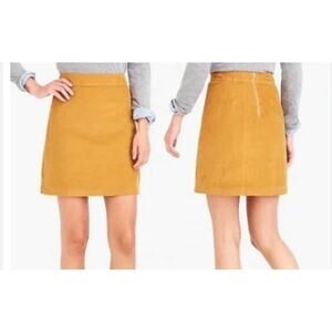 J Crew Corduroy Mini Skirt Size 4 Preppy Academia 90s Mustard Yellow Lined